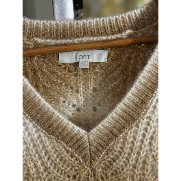 Ann Taylor Loft Space-dye Small Wool Blend Winter Warm Cozy Neutral Knit Sweater - Picture 2 of 3